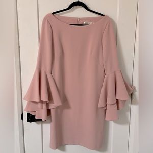 Eliza J Baby Pink Bell Sleeve Belle Crepe Dress